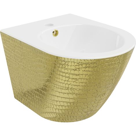Mexen Lena bidet mural, Blanc/Or motif écaille - 35224808