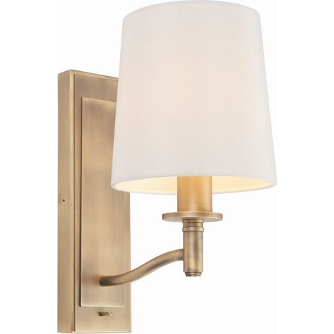 Endon Ortona - Ottone antico opaco a 1 parete chiaro, finta seta bianca vintage, E14
