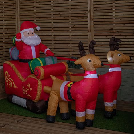 2.4m Light up Santa Sleigh with Reindeers Christmas Inflatable with LEDs (1/5)