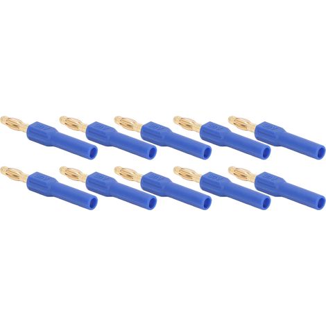Lot de 10 fiches bananes mâles 4 mm vers femelles 2 mm, 30 V CA / 60 V CC, 32 A, pour tests, bleu (1/5)