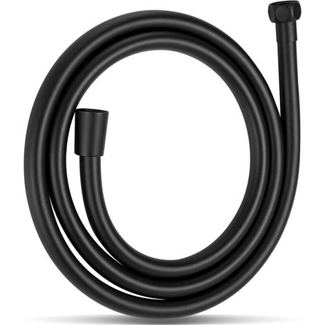 Shower hose 2 m, with kink protection, PVC shower hose, high-pressure replacement shower hose, for bathroom fittings, matt black MUMU (1/4)