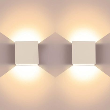 AMXCNOY 2 pack appliques murales LED 6 W, applique murale carrée supérieure et inférieure en aluminium, lumière blanche chaude 3000 K, idéale pour salon, chambre, couloir et salle à manger, classe éne (1/5)