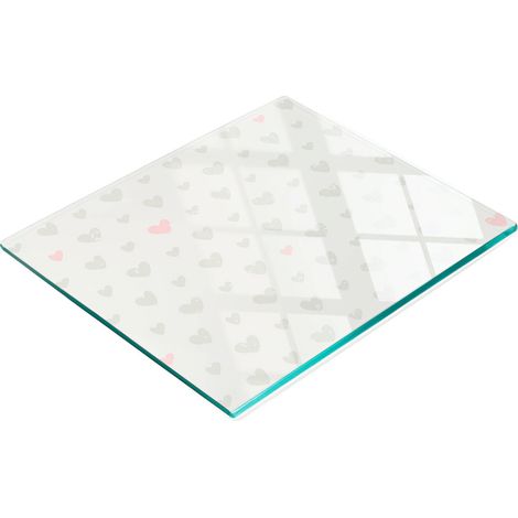 Tabla de cortar decorativa de vidrio templado para cocina con fondo de corazones, 60x52 cm (1/5)