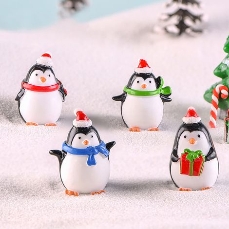 Ornement De Noël - Pingouin En Résine - Décoration Intérieure Et Voiture - Lot De 4 (1/5)