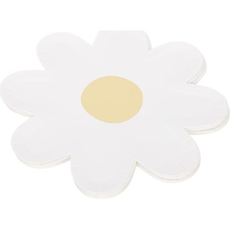 Lot 20 assiettes en papier jetables en forme de fleurs, motif marguerite, pour anniversaires et fêtes. Vaisselle en papier pour toutes les occasions (1/5)