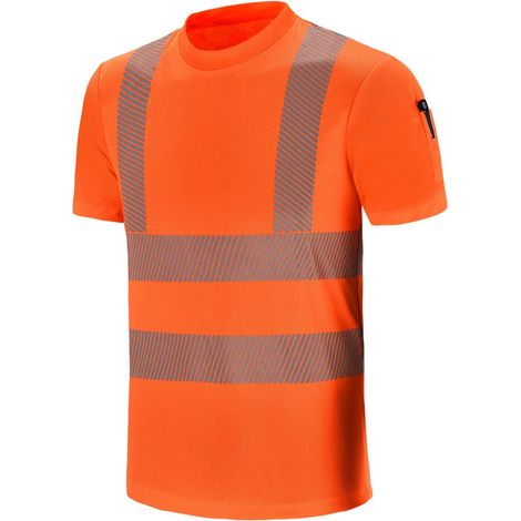 1 T-Shirt de sécurité haute visibilité, polyester respirant, bandes réfléchissantes 360°, classe 2 EN20471, pour chantier et extérieur
