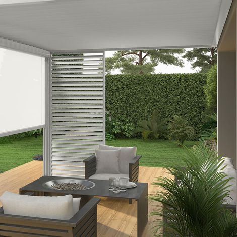 Pergola bioclimatica Ombréa adossata VS 3x4M Bianco + 1 tenda 4M bianco