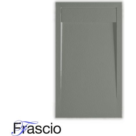 Duschwanne 90X175 cm mit Marmorrost Vulcano Line Slim Grau RAL 7037 aus Harz und Marmor mit Ablaufgarnitur inklusive- FRASCIO