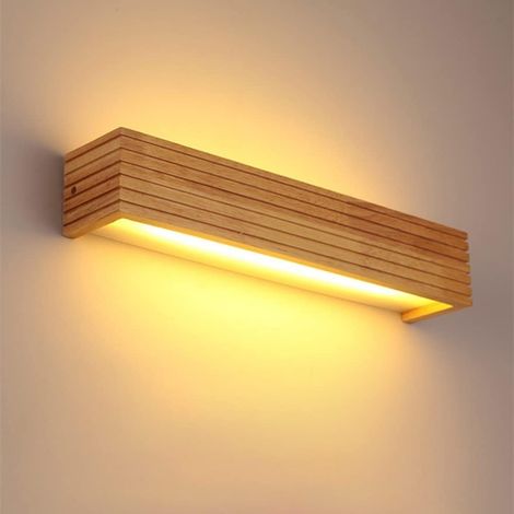 Applique murale rayée en bois massif, applique murale LED moderne – 3000 K, éclairage avant pour miroir de salle de bain, lampes murales japonaises pour éclairage domestique, lampe murale de chevet, a (1/5)