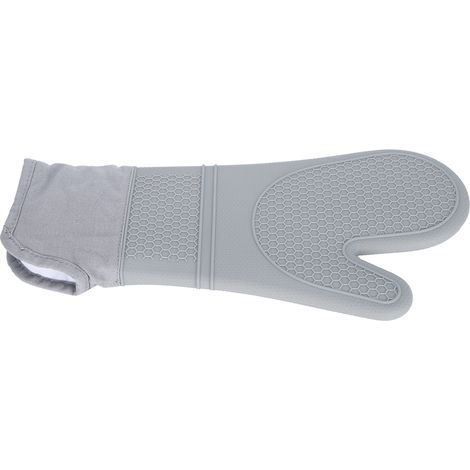 Mitaines de four à bec oblique Texturé Silicone Antidérapant Doux Durable Flexible Doublure Coton Mitaines en Silicone (Gris)