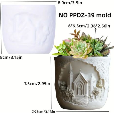 (Moule SANS PPDZ-39) Moule en résine silicone en forme de relief montagneux pour pot de fleurs succulentes, ruisseau de montagne, boîte de rangement, coupelle à bougie, moules en gypse (1/4)