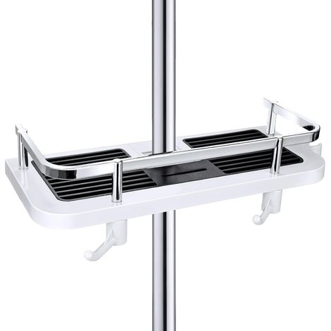 Bathroom shower shelf, hanging, with two swivel hooks, black and white, 27 x 11.5 x 7 cm (1/4)