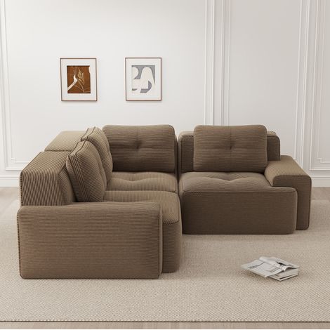 Canape dangle modulable tissu cotele brun OKMYHOME (1/5)