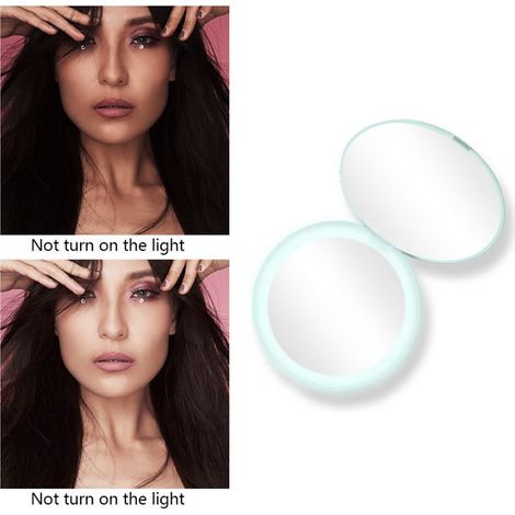 Miroir de Maquillage LED Portable 10x Grossissement, Miroir Pliable Compact pour Voyage (1/5)