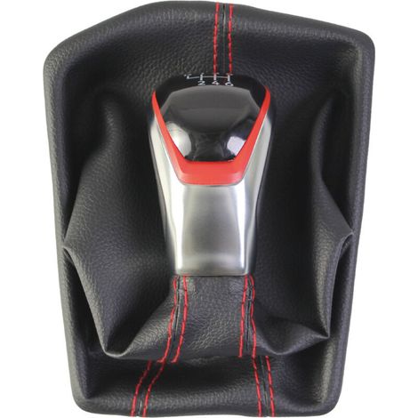 Cet ensemble comprend un cache-poussière pour le pommeau de levier de vitesse de la Volkswagen Golf 8 (6 vitesses), avec un seul pommeau de levier de vitesse rouge à 6 vitesses. (1/4)
