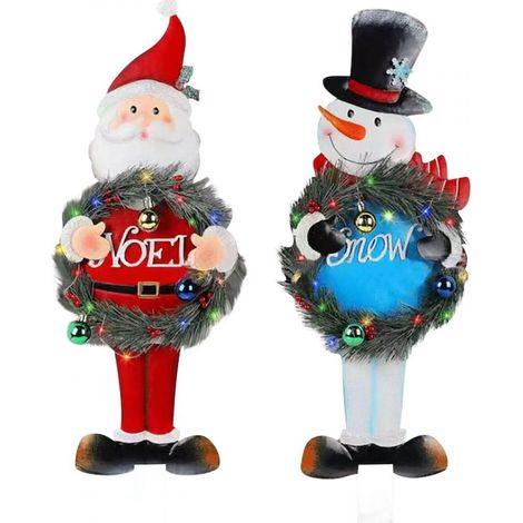 figuras decorativas, Papá Noel y pingüino, de acrílico plano, resistentes a la intemperie, para jardín e interior. (1/5)