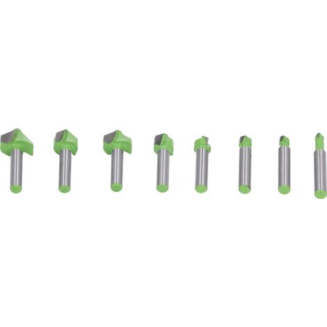 Lot de 8 fraises à queue 8mm pour défonceuse gravure en V acier tungstène pour bois stratifié MDF (1/5)