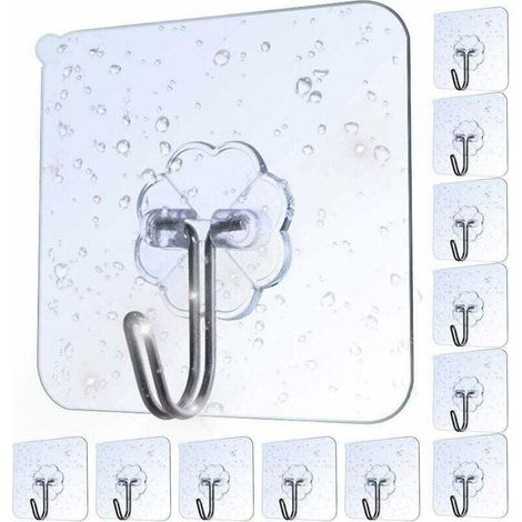 Lot de 20 crochets adhésifs transparents pour essuie-tout, crochets adhésifs pour mur et porte de cuisine, charge maximale 8 kg (1/5)