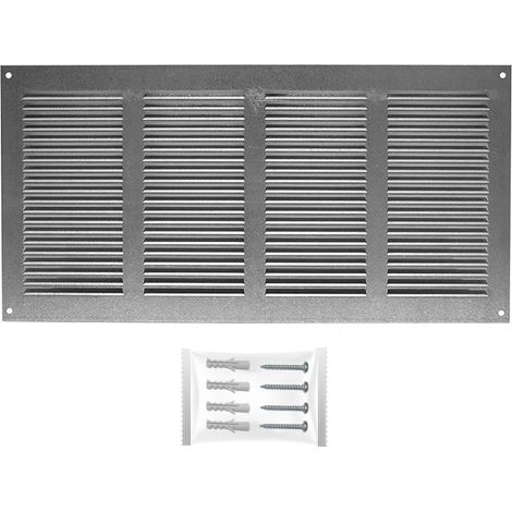 Grille Aeration Galvanisé 400x200mm avec Moustiquaire │ Evacuation Caches Tuyau Ventilateur │ d'Extraction Ventialtion │ Exterieur Interieur │ Gaine Cache Extracteur d'air VMC │ Climatiseur (1/5)