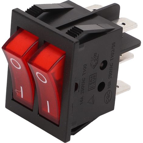 16A 125/250V Wechselstrom-Doppelschalter mit roter LED-Anzeige, Ein-/Ausschalter für Fahrzeuge und Haushaltsgeräte (1/5)