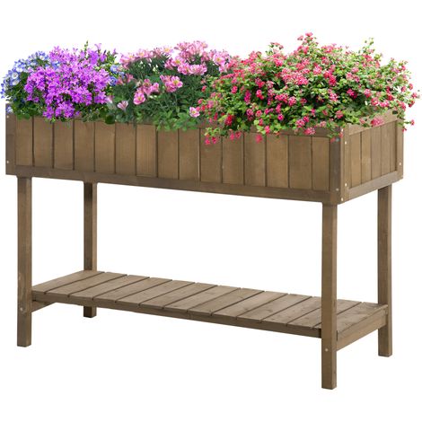 Jardinière sur pieds carré potager 8 compartiments 110x46x76 cm Bois sapin