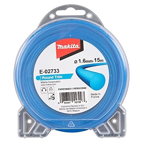 Makita – Fil pour débroussailleuse rond 1,6 mm – Longueur 15 m – SKU E02733 – Compatible avec DUR181RF, DUR181Z, UR100DSME, UR100DZ, UR3000 et UR3500