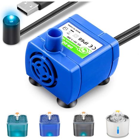 Pompe de rechange pour fontaine à eau pour animaux, pompe submersible silencieuse pour abreuvoir chat et chien, 5V 1.5W avec câble USB