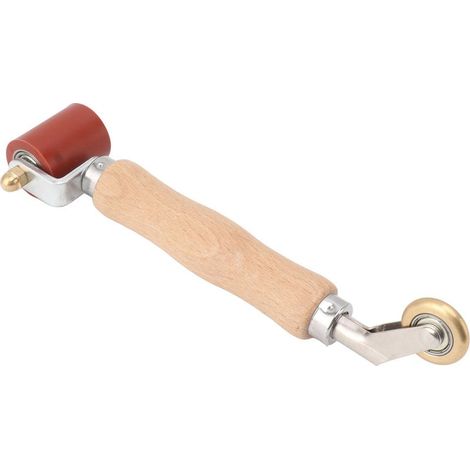 Rouleau de couture en Silicone 40mm, double usage, roue en laiton, poignée en bois, papier peint, rouleau de couture plat pour le soudage PVC TPO rouge (1/5)