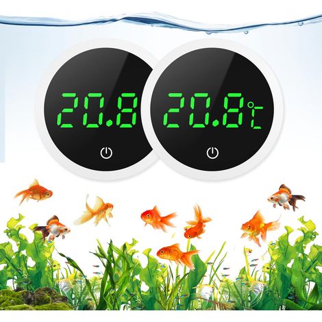 Thermomètre d'Aquarium LCD Numérique Haute Précision 0,1°C – 2 Pièces avec Boutons Tactiles, Batterie Remplaçable pour Aquarium à Tortues et Tropical en Verre Blanc