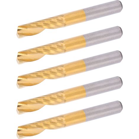 5 fraises en acier rapide (HSS) à revêtement titane, monodentation, dimensions métriques 6 x 22 x 50 mm, pour la découpe des métaux. (1/5)