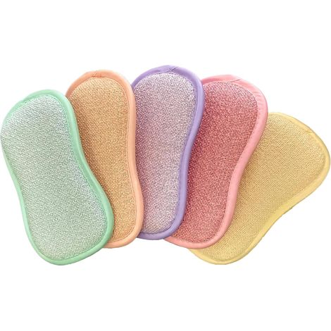 5er-Set wiederverwendbare, doppelseitige Schwämme – Maschinenwaschbar – Kratzfest und für verschiedene Oberflächen geeignet – Pastellfarben – 16,5 cm x 9 cm – Bekannt aus dem Fernsehen (1/4)