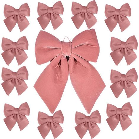 Fiocchi Natalizi Rosa in Velluto 1 Grande 12 Piccoli Decorazioni Albero Natale  decorazioni addobbi natalizi pareti, porte, finestre, pacchi regalo, camini e vetrine (1/5)