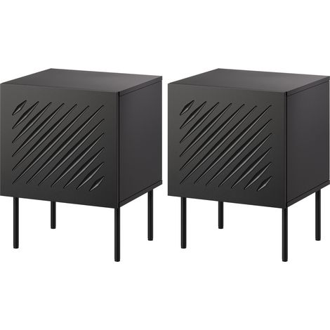 Ensemble de tables de chevet Tolfelo 104, Noir, Nombre de tiroirs: 0, Le nombre de portes: 0, 59x45x40cm, Stratifié, MDF (1/5)