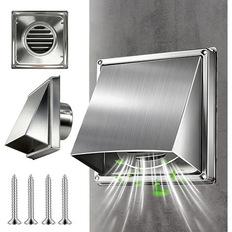 100 mm Grille de protection contre les intempéries en acier inoxydable : grille d'aération en acier inoxydable 304 avec filet et capuchon pour hotte d'évacuation, grille de protection contre les (1/5)