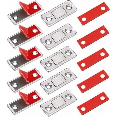 CHOYCLIT Loquet Magnetique Aimant Porte Placard 5 Pièces Très Mince Loquets Magnétiques À Coller Aimant Fermeture Adhesif Meuble Aimant Puissant Pour Porte Coulissante Tiroirs Fenetre Aimanté Armoire (1/2)