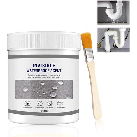 Invisible Waterproof Sealant, 100ml Super Strong Bonding Spray Avec Brosse, Bathroom Tile Windows Sealant Agent Pour Toiture Et Mur Extérieur (1) (1/5)