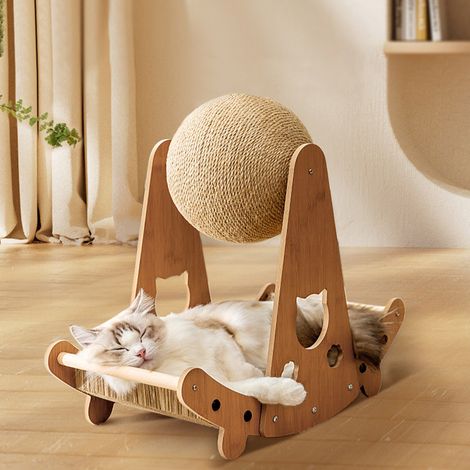 Cat Scratching Board Cardboard Bed with Sisal Ball