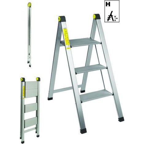 SGABELLO SCALA SCALETTA IN ALLUMINIO COMPATTA "SLIM STEP ALU 3" (37443) (1/2)