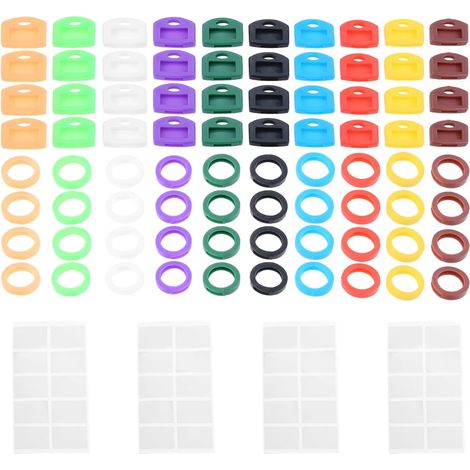 Lot de 80 capuchons de clés, 2 styles, 10 couleurs, ensemble de marquage de clés, anneaux pour l'organisation des clés de maison, étiquettes de clés de maison (1/5)