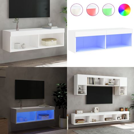 Meuble TV avec lumières LED blanc 100x30x30 cm - Meuble mural - Lumières led (1/5)