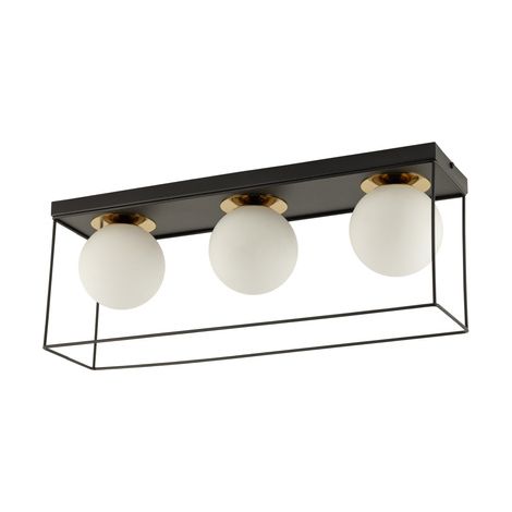 Plafonnier triple Aroma noir/or, globes blancs G9 Sigma (1/2)
