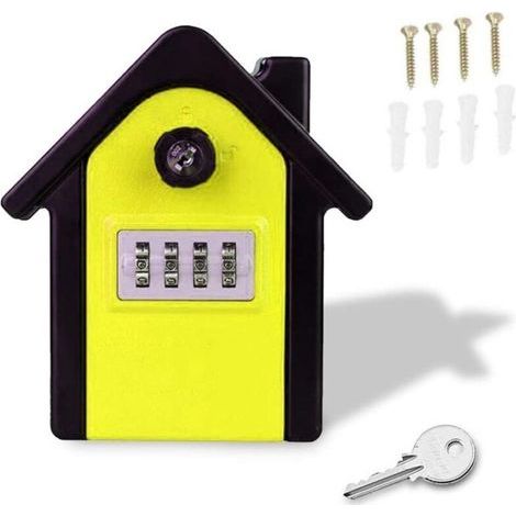 Boite a Clefs de Securisee,Mural Boite a Clé avec Code Numérique & Clés d'urgence, Grand Key Safe Box Format XL (Jaune) (1/4)