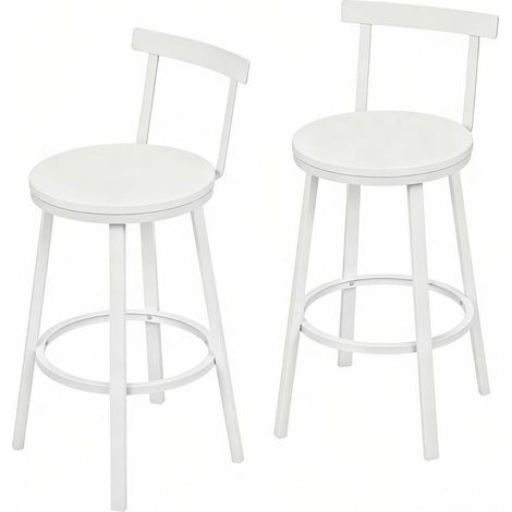 Tabourets de bar modernes avec dossier courbé en métal et MDF, lot de 2, hauteur 65 cm (1/5)