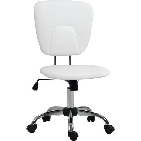 Sedia da ufficio girevole regolabile in altezza con funzione di inclinazione per scrivania e studio, 50x54x87,5 - 96,5 cm, bianca.