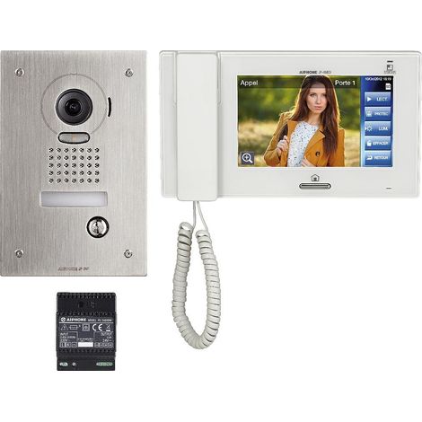 Kit video JP piastra inox incassata, angolo grande, monitor schermo 7' touch con alimentazione - AIPHONE - JPS4AEDF