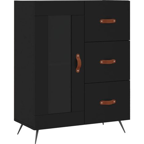 Credenza buffet cassettiera mobile contenitore organizer cucina soggiorno soggiorno 69,5 x 34 x 90 cm multistrato nero 020036059