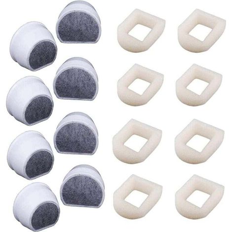 Lot de 16 pré-filtres en mousse et filtres à charbon compatibles avec les fontaines PetSafe Drinkwell INOX 360 Avalon Pagoda Ocean View et les filtres de fontaine Sedona et de fontaine pour c (1/4)