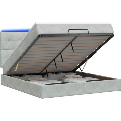 Maison Exclusive - Lit coffre avec matelas et LED Gris clair 140 x 200 cm Velours (1/5)