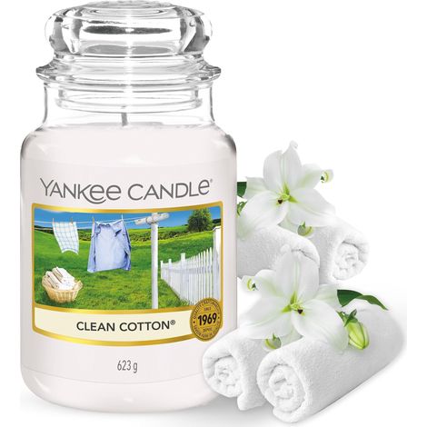 Yankee Candle Candela profumata in giara grande Clean Cotton Durata Fino a 150 Ore Regali perfetti per la festa della mamma per le donne (1/4)
