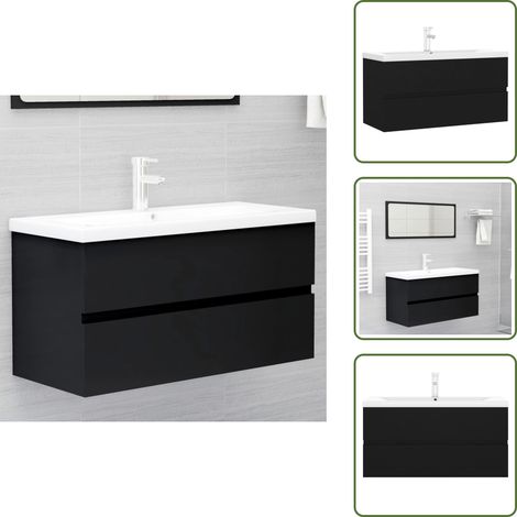 Lavabo in ceramica - vidaXL Mobile con Lavabo Integrato Nero in Legno Multistrato - Mobile sottolavabo